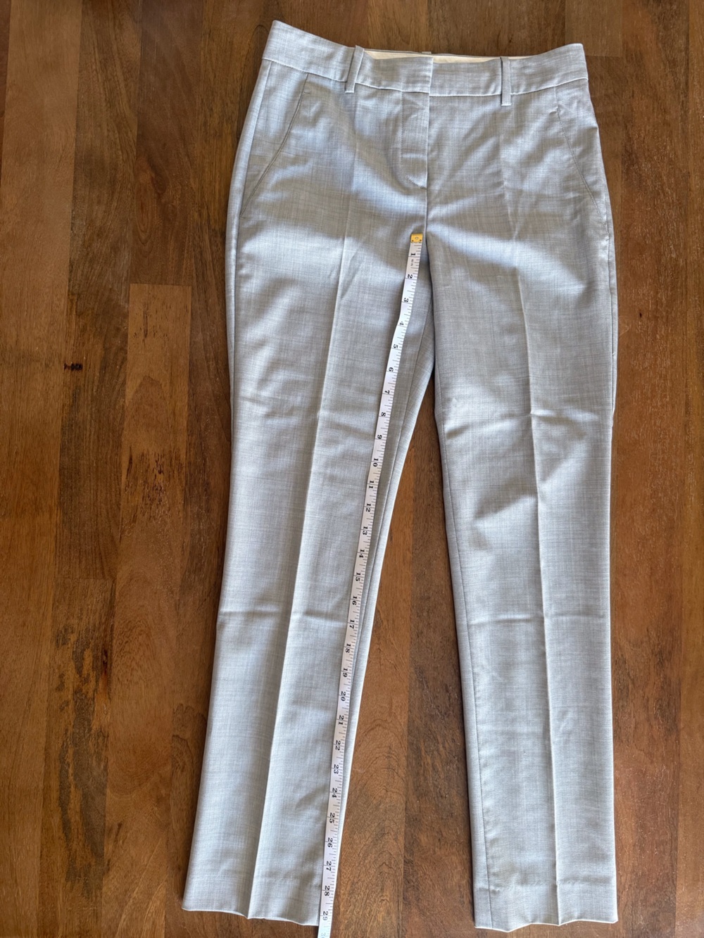 Theory Slim Straight Dress Trousers in Grey - Picture 7 of 9